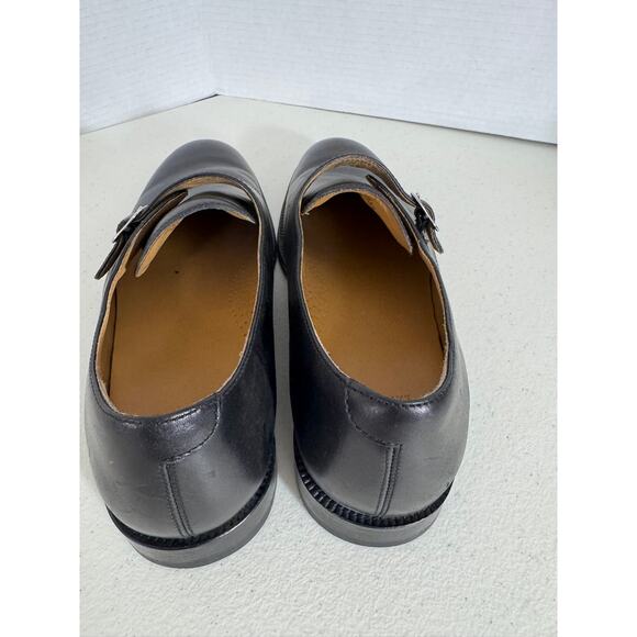 "LANDS END" Leather Black Buckle Shoe Size 10 Slip On Dress Shoes Mens - Picture 6 of 10